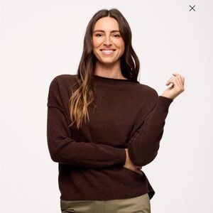 Nuuds Cozy Knit Mockneck Sweater Sz XS Heather Espresso